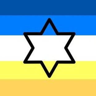 blue and yellow flag with star of david