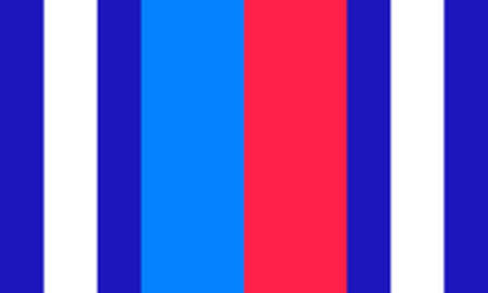 vertical striped flag with blues white and red