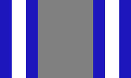 vertical striped flag with blue, white, and grey
