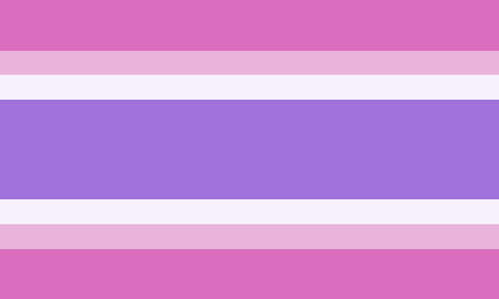 flag with pink stripe, thin pastel pink stripe, thin white stripe, very big purple stripe, and the rest reversed.